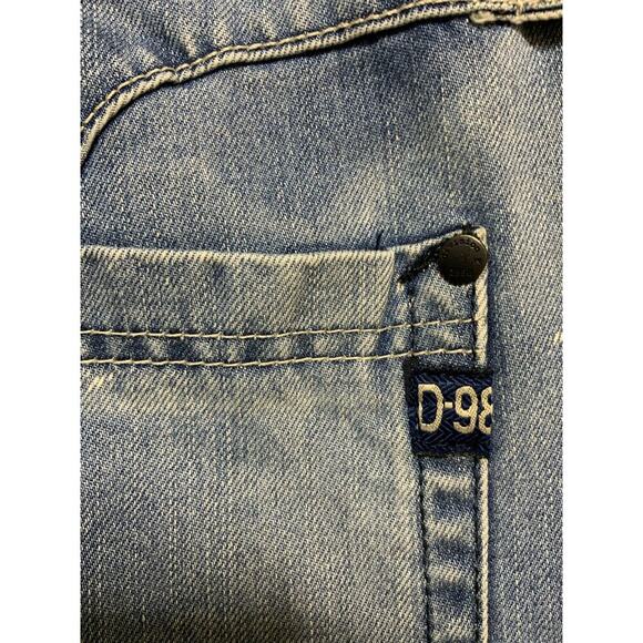 Division E Jeans Mens 38x27 Whiskers Distressed Straight Leg Mid Wash Streetwear - Picture 14 of 14